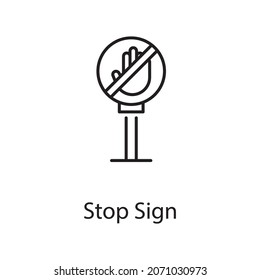 Stop Sign vector Outline Icon Design illustration. Construction Symbol on White background EPS 10 File