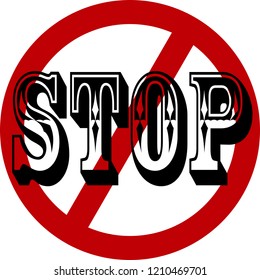 Stop sign vector, red with a black text
