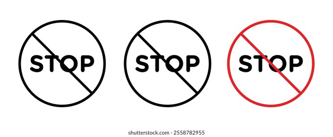 Stop sign vector set in black and red