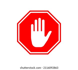 Stoppen Sie das Vektorsymbol. Sicherheit und Verkehrswarnung. Sicherheitszeichen für Transportgesetze.