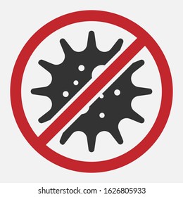 Stop sign of virus, bacteria, germs and microbe isolated on white background. Vector illustration. Eps 10.