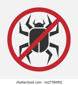 Stop sign of virus, bacteria, germs and microbe isolated on white background. Vector illustration. Eps 10.