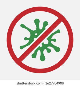 Stop sign of virus, bacteria, germs and microbe isolated on white background. Vector illustration. Eps 10.