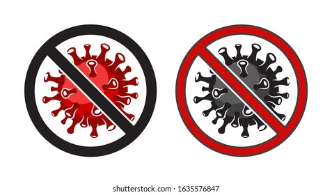 Stop sign of virus. Virus protection. Vector illustration.