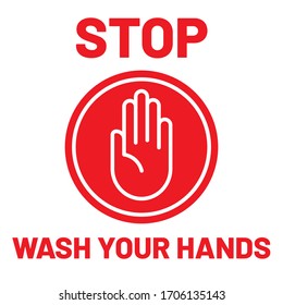 Stop sign. Wash your hands red vector sticker template 