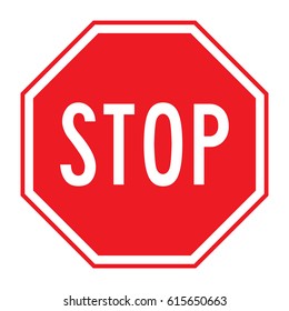Stop sign with white border and text vector illustration