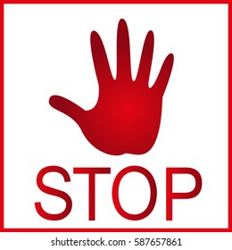 Stop Sign Word Feet Hand Red Stock Vector (Royalty Free) 587657861 ...