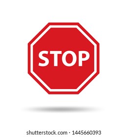 Stop signal icon with shadow,flat vector icon illustration