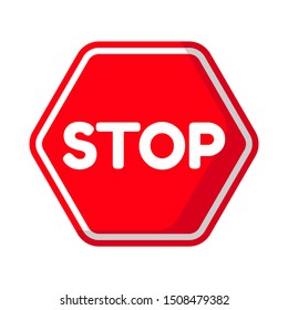 stop sign.cartoon style. isolated on white background. vector illustration. red color