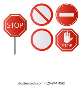 Stop Signs Collection Red White Traffic Stock Vector (Royalty Free ...