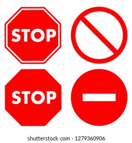 Stop Signs Collection Yellow Red White Stock Vector (Royalty Free ...