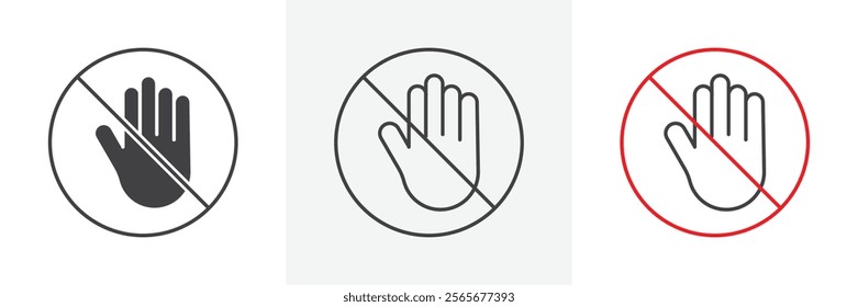 Stop signs set in black and colored versions