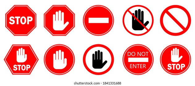 No Hand Icons Red Circle Prohibited Stock Vector (Royalty Free) 2112181622