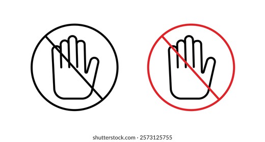 Stop signs vectors set in black and red colors on white background.