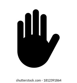 Parar la mano de silueta con el icono de la palma abierta. Imagen vectorial.
