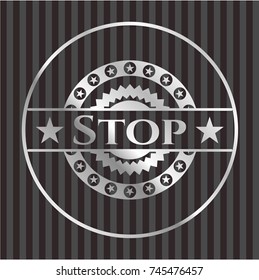 Stop silver shiny badge
