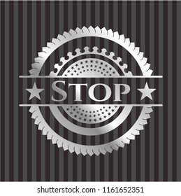 Stop silvery badge or emblem
