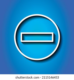 Stop simple icon, vector. Flat desing. White icon with shadow on blue background.ai