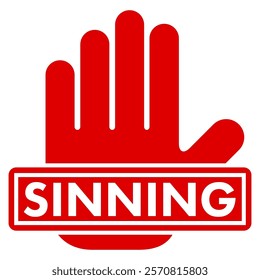 Stop sin, stopping hand. Flat vector illustration isolated on white background.