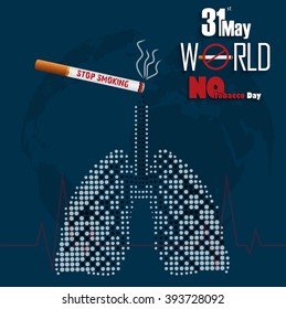 Stop smoking for 31st May the World No Tobacco Day.Vector