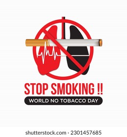 Stop smoking alert for world no tobacco day event illustration