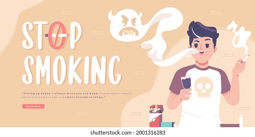 stop smoking campaign concept banner template