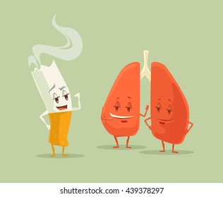 Stop Smoking. Cigarette and lighter. Vector flat cartoon illustration