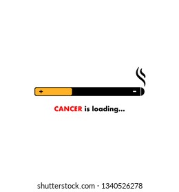 Stop smoking concept advertisement, cigarette burning as cancer loading bar, vector