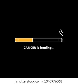 Stop smoking concept advertisement, cigarette burning as cancer loading bar, vector