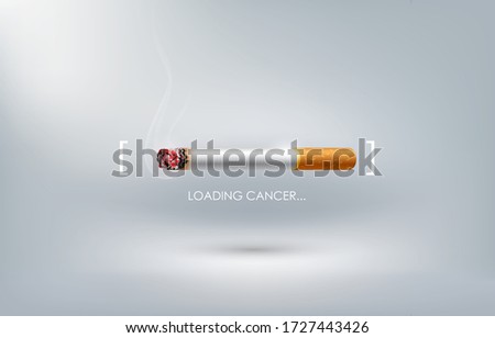 Stop smoking concept advertisement, cigarette burning as cancer loading bar, World no tobacco day, vector illustration