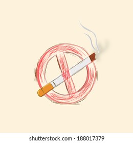 Dejar de fumar concepto con cigarrillo en fondo abstracto, antecedentes del Día Mundial del Asma. 