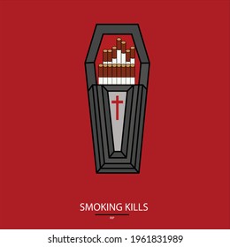 Stop smoking concept - smoking kills, world no tobacco day, may 31, cigaretts in coffin