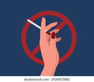 Stop smoking concept, woman hand is refusing to smoke of cigarette, world no tobacco day in May, no smoking or quit smoking concept, health concept.