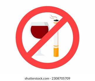 Dejen de fumar y de beber alcohol. Cartel prohibido para cerveza y cigarrillos.