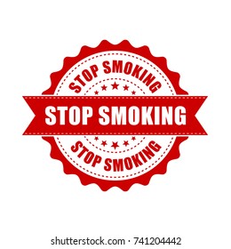 Stop smoking grunge rubber stamp. Vector illustration on white background. Business concept no smoke stamp pictogram.