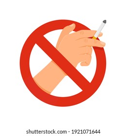 Stop smoking hand with cigarette sign