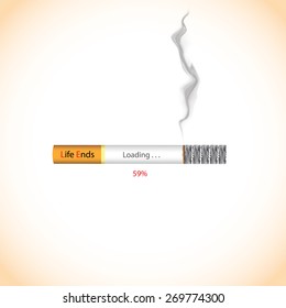 Stop smoking idea concept, Life ends loading. Vector .