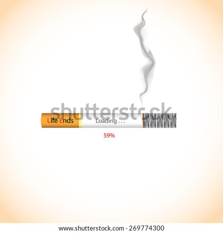 Stop smoking idea concept, Life ends loading. Vector .