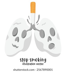 Stop smoking isolated on white background. Cigarettes forbidden sign, National non smoking week. World no tobacco day. Vector flat illustration