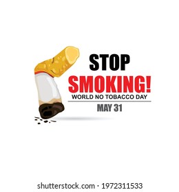 Stop Smoking. May 31st World No Tobacco Day. No Smoking Day Awareness. Poison of cigarette. Vector. Illustration