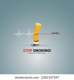 Stop Smoking. May 31st World No Tobacco Day. No Smoking Day Awareness. Poison of cigarette. Vector. Illustration