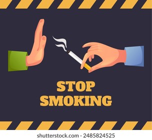 Stop smoking no cigarette bad addiction concept. Vector graphic design illustration element	