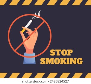 Stop smoking no cigarette bad addiction concept. Vector graphic design illustration element	