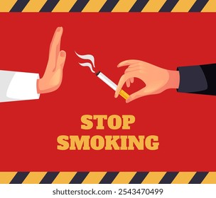 Stop smoking no cigarette bad addiction concept. Vector graphic design illustration element