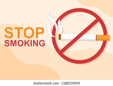 Stop Smoking or No Cigarettes for Fight Against Unhealthy Smoker Habit, Medical and as an Early Warning in Flat Cartoon Illustration