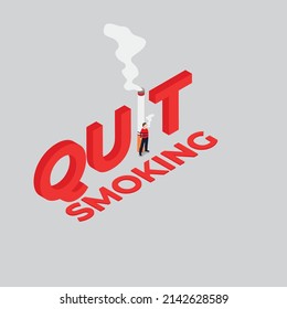 Stop smoking - quit smoking isometric 3d vector illustration concept for banner, website, illustration, landing page, template, etc