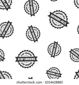 Stop smoking rubber stamp seamless pattern background. Business concept vector illustration. No smoke badge symbol pattern.
