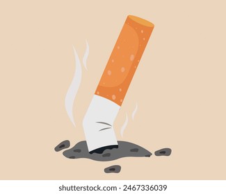  stop smoking symbol world no tobacco day crushed cigarette butt quit smoking vector illustration