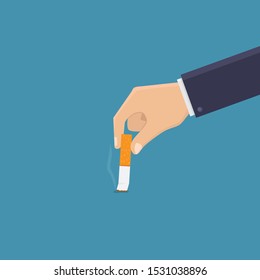 Stop smoking, turn off the cigarette with blue background flat design vector illustration
