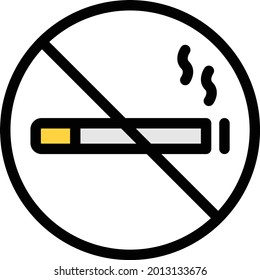 stop smoking vector line colour icon